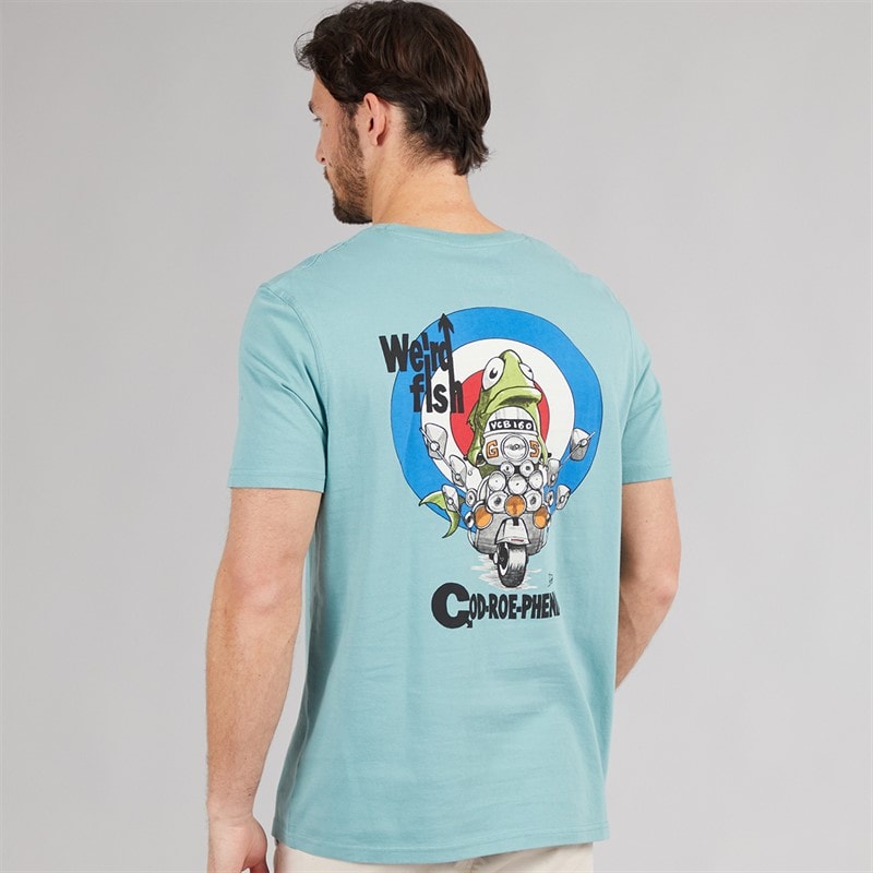 Weird Fish Mens Codroephenia Artist T-Shirt Mineral Blue - Image 2