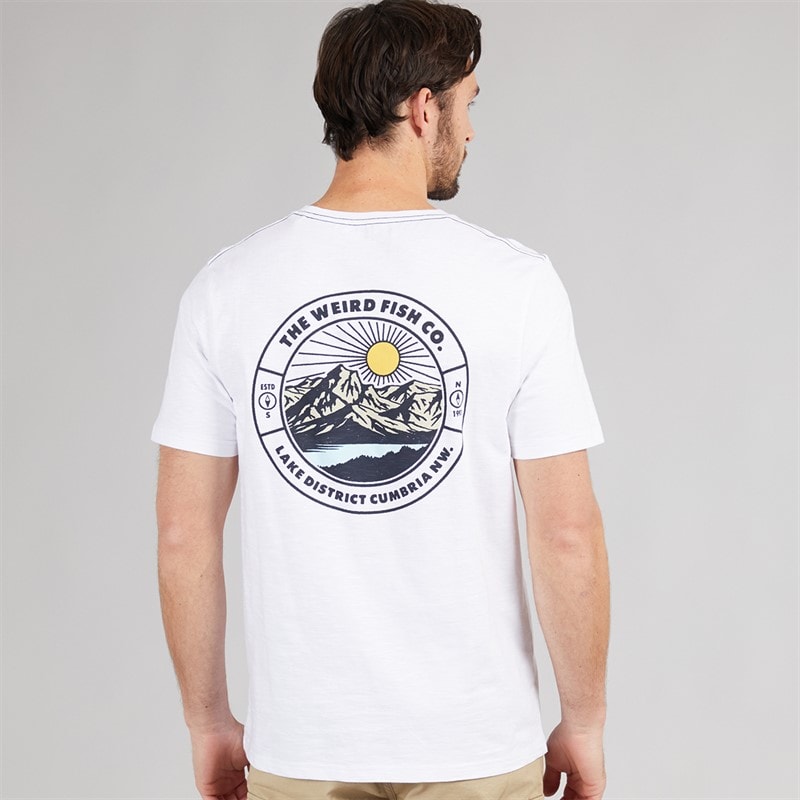Weird Fish Mens Lake Graphic T-Shirt White - Image 3