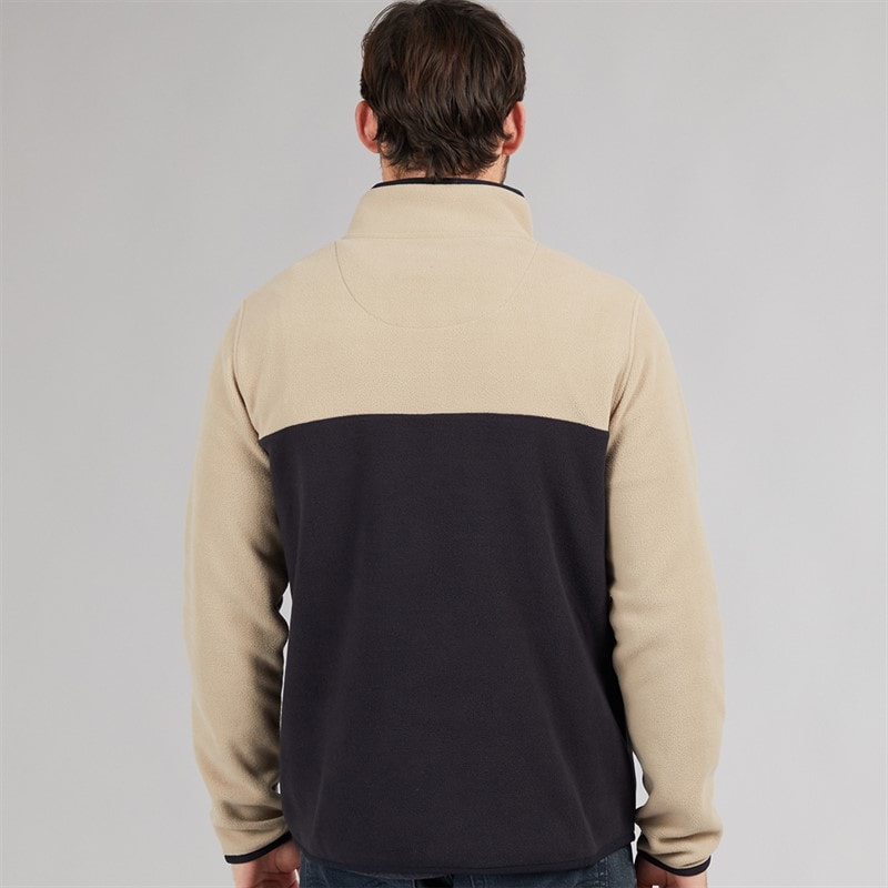Weird Fish Mens Ezrah 1/4 Zip Colour Block Fleece Flint Stone - Image 2