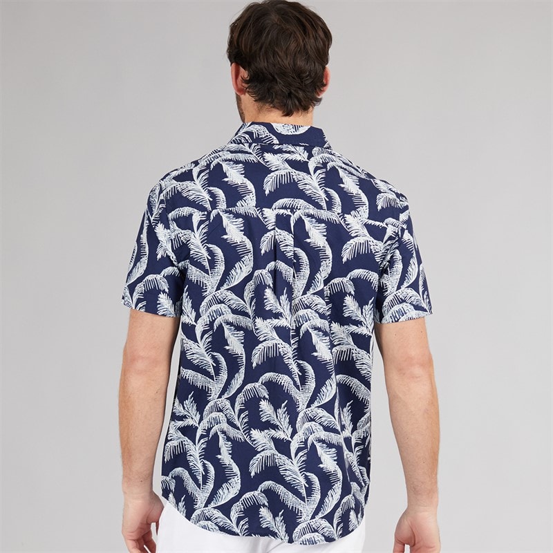 Weird Fish Mens Rafe Short Sleeve Printed Shirt Dark Blue - Image 2