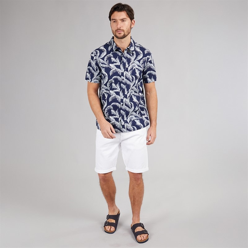 Weird Fish Mens Rafe Short Sleeve Printed Shirt Dark Blue - Image 3