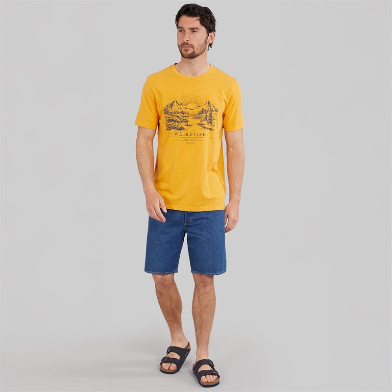 Weird Fish Mens Daybreak Graphic T-Shirt Mustard - Image 3