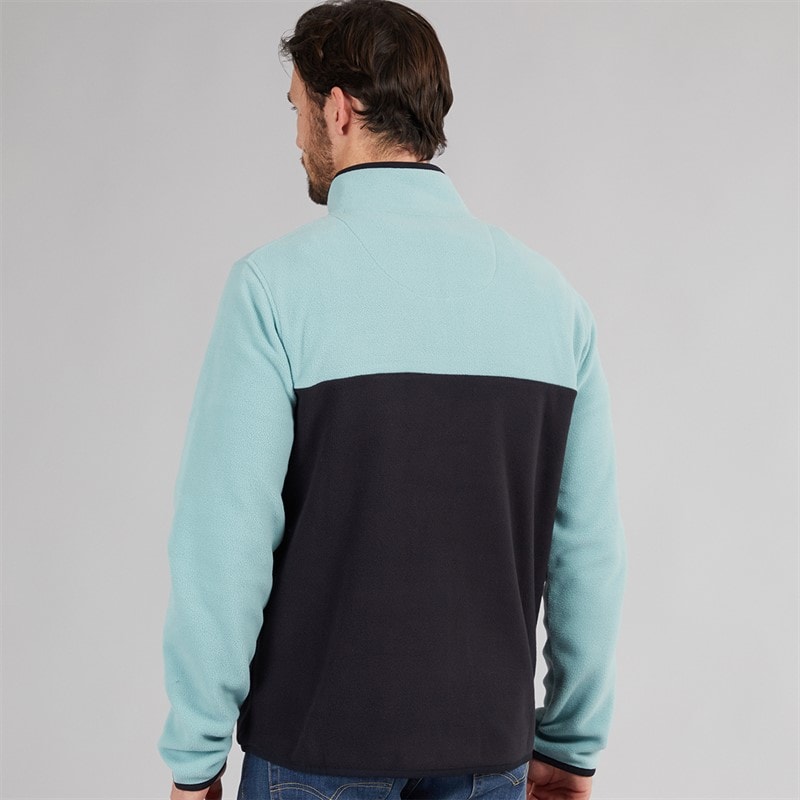 Weird Fish Mens Ezrah 1/4 Zip Colour Block Fleece Mineral Blue - Image 2