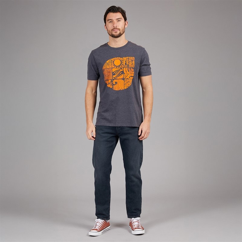 Weird Fish Mens Suntime Graphic T-Shirt Navy - Image 3