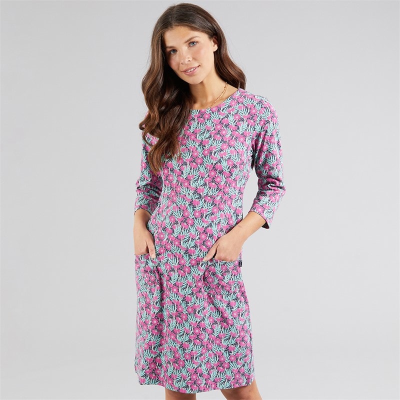 Weird Fish Womens Luna Jersey Dress Magenta