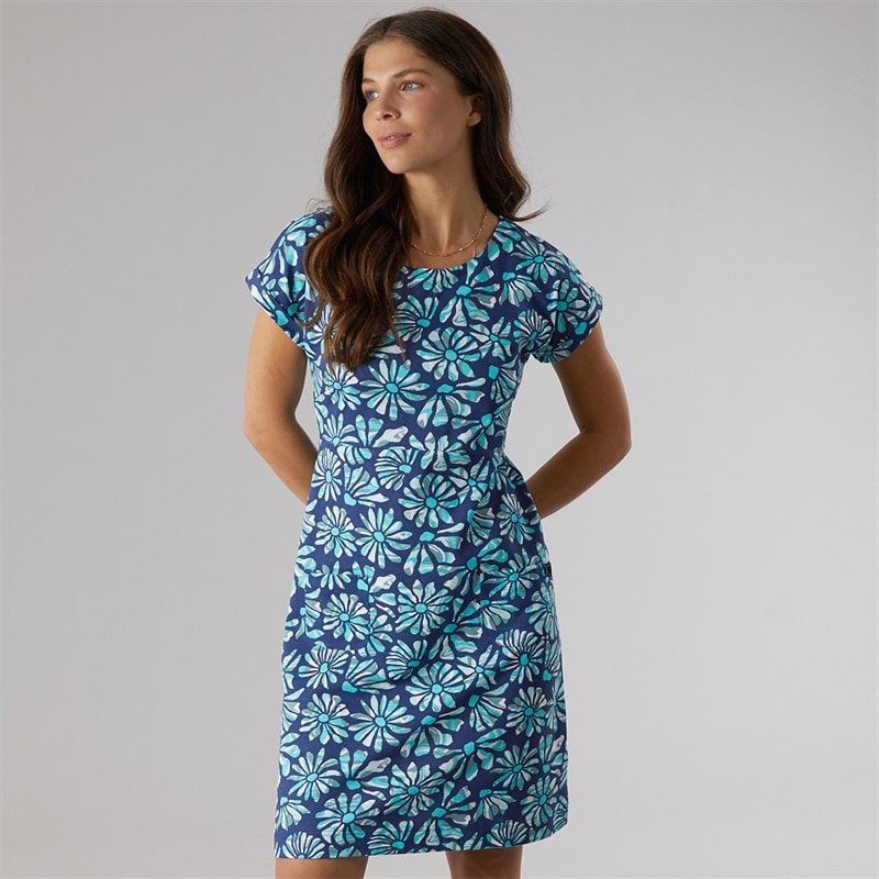 Weird Fish Womens Kailani Jersey Dress Aqua Marine