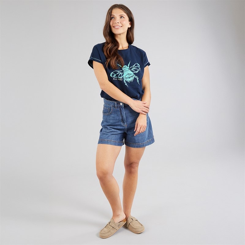 Weird Fish Womens Bee Happy T-Shirt Navy - Image 3