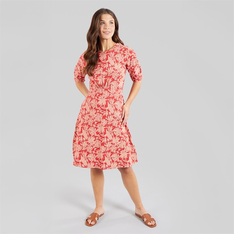 Weird Fish Womens Alessandra Swing Dress Tomato Red - Image 4