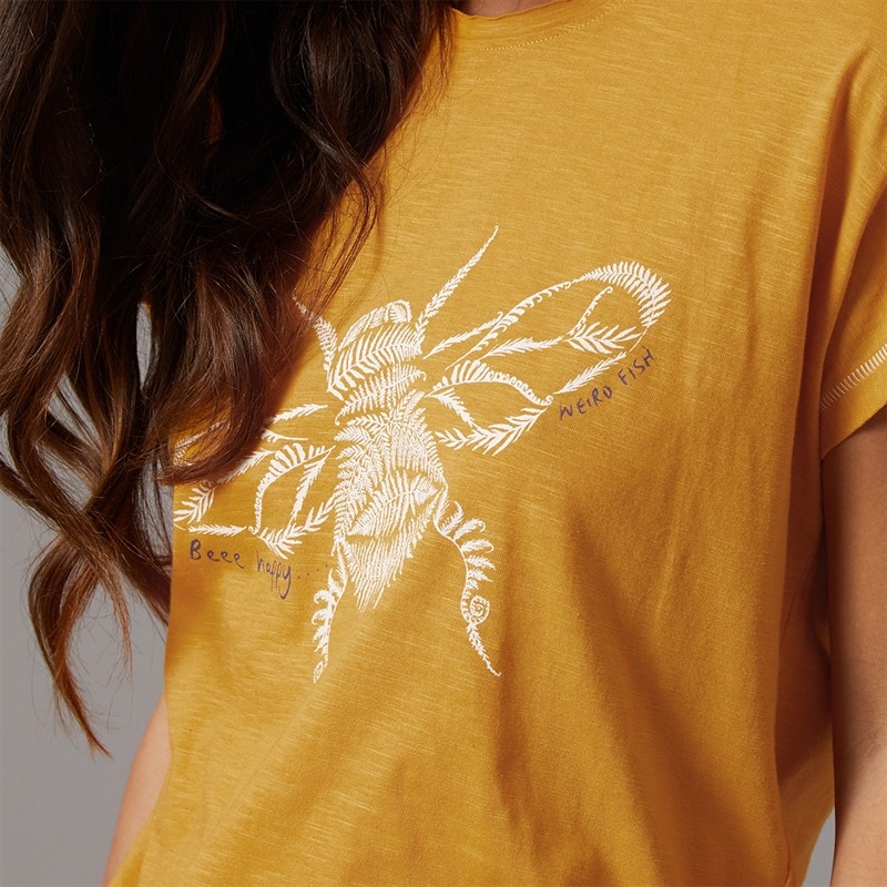 Weird Fish Womens Bee Happy T-Shirt Deep Amber - Image 3
