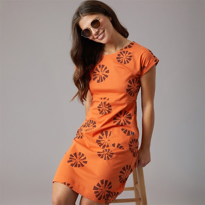 Weird Fish Womens Kailani Jersey Dress Orange Spice - Image 1