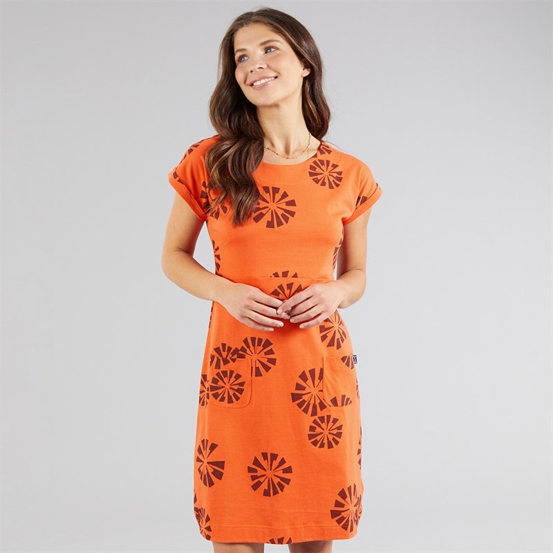 Weird Fish Womens Kailani Jersey Dress Orange Spice - Image 3