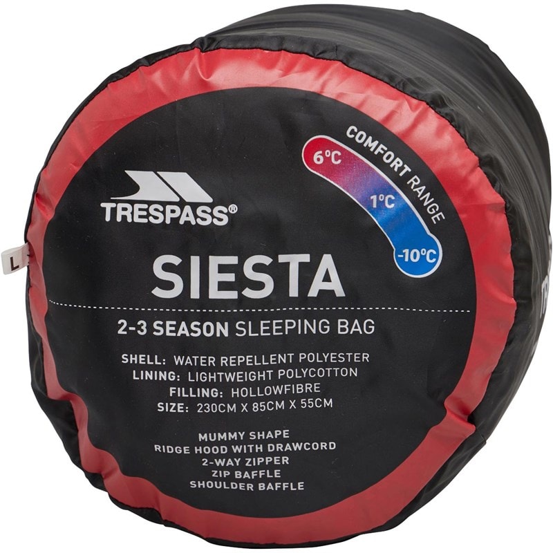 Trespass Siesta 2-3 Season Sleeping Bag Red - Image 4
