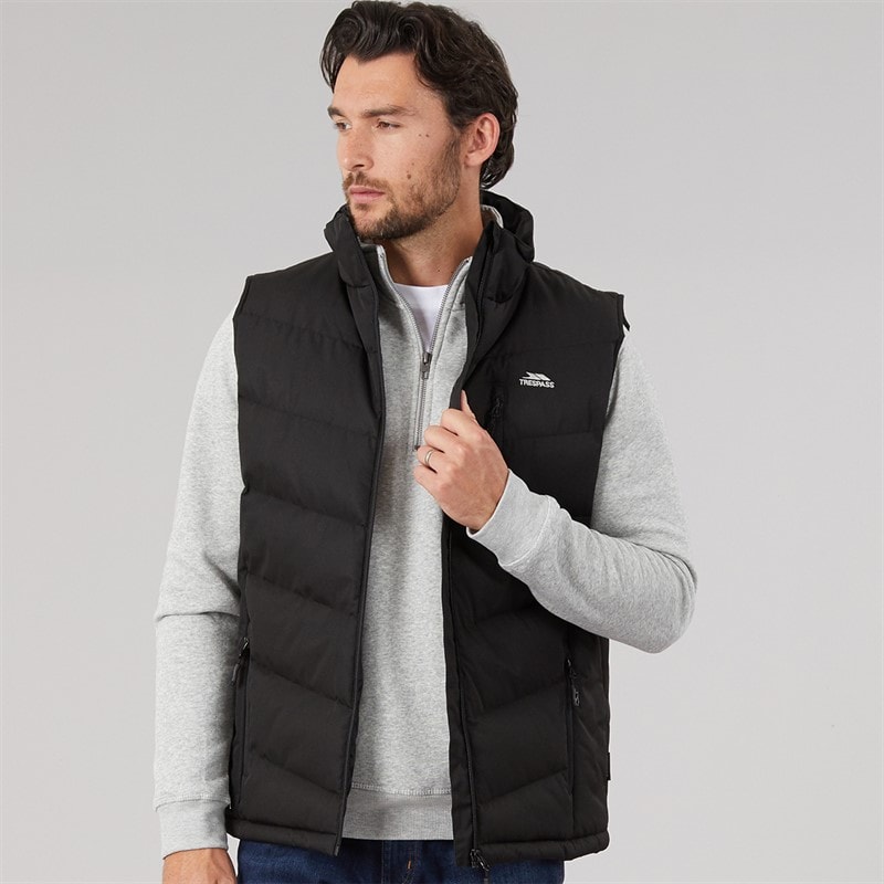 Trespass Mens Brecker Padded Waterproof Gilet Vest Black