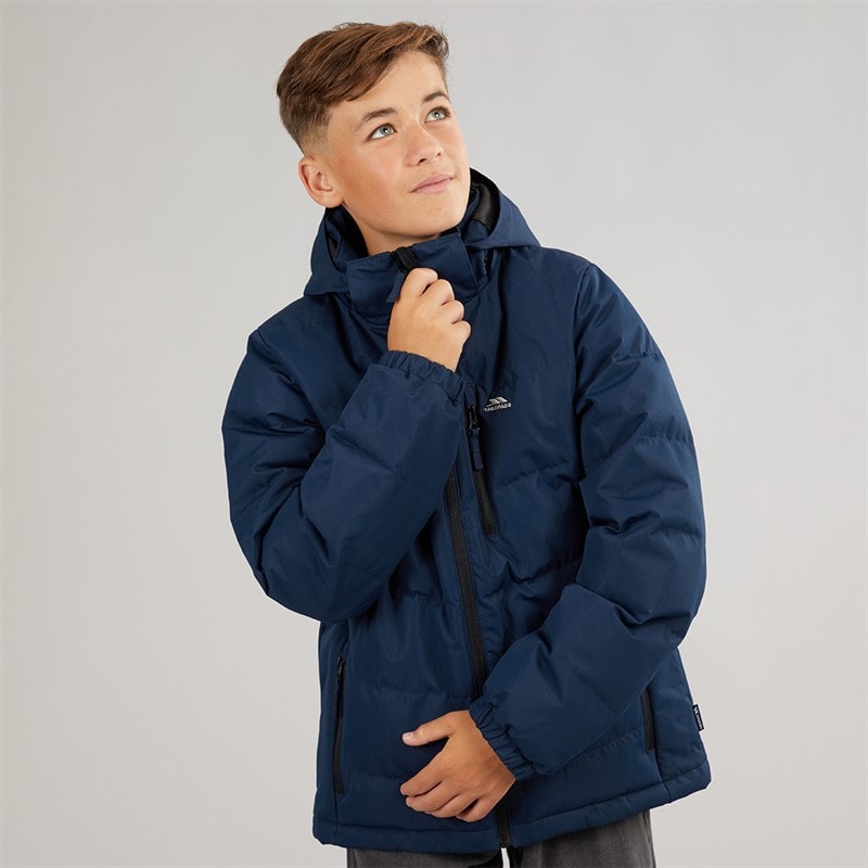 Trespass Junior Boys Figo Waterproof Padded Hooded Jacket Navy - Image 3