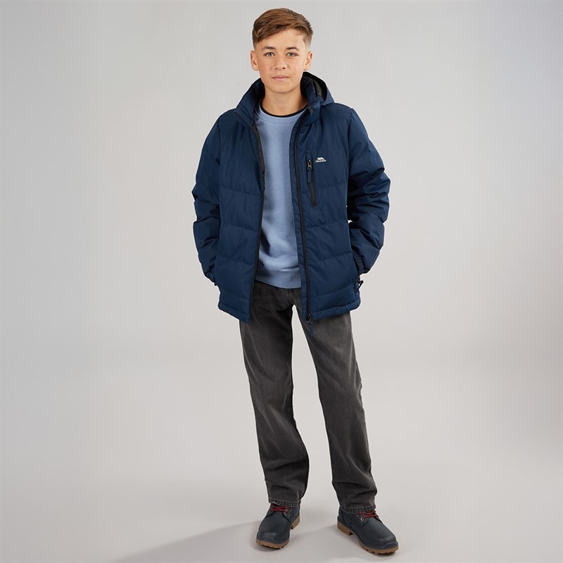 Trespass Junior Boys Figo Waterproof Padded Hooded Jacket Navy - Image 4
