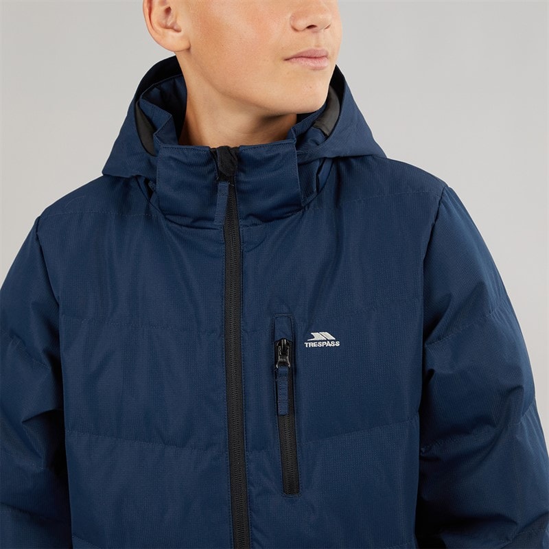 Trespass Junior Boys Figo Waterproof Padded Hooded Jacket Navy - Image 5
