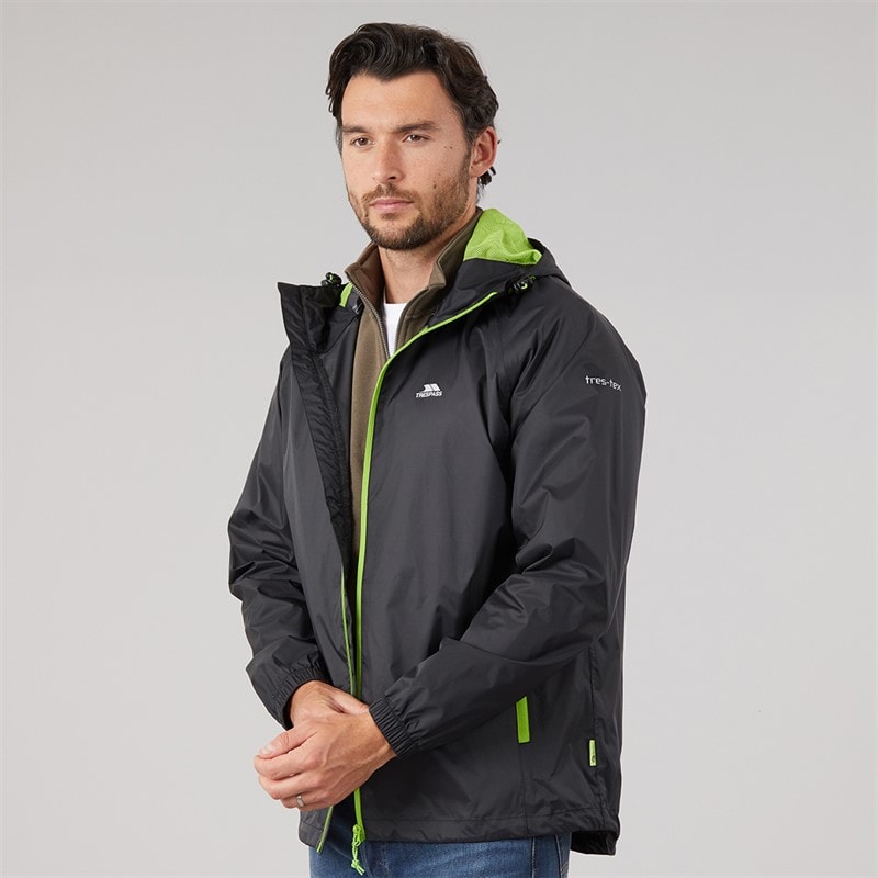 Trespass Mens Qikpac Waterproof Packable Jacket Black