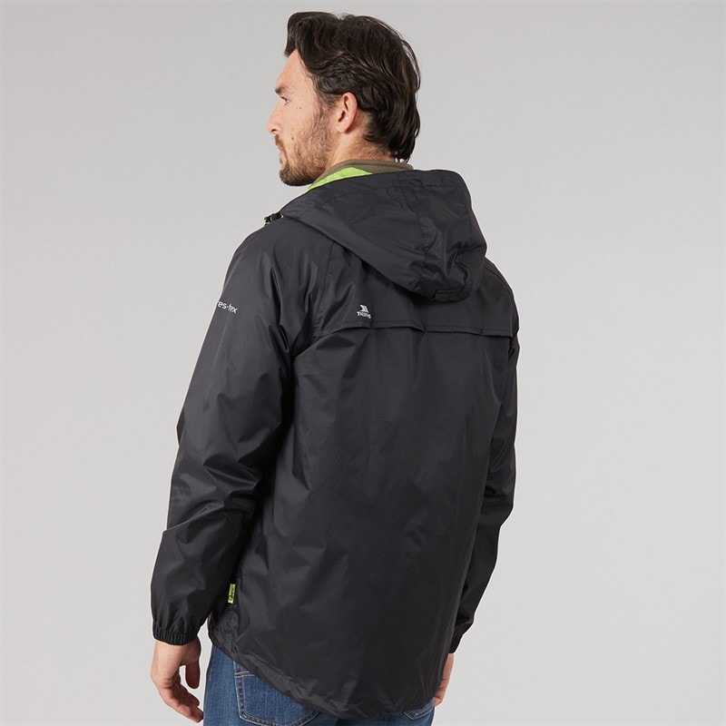 Trespass Mens Qikpac Waterproof Packable Jacket Black - Image 2