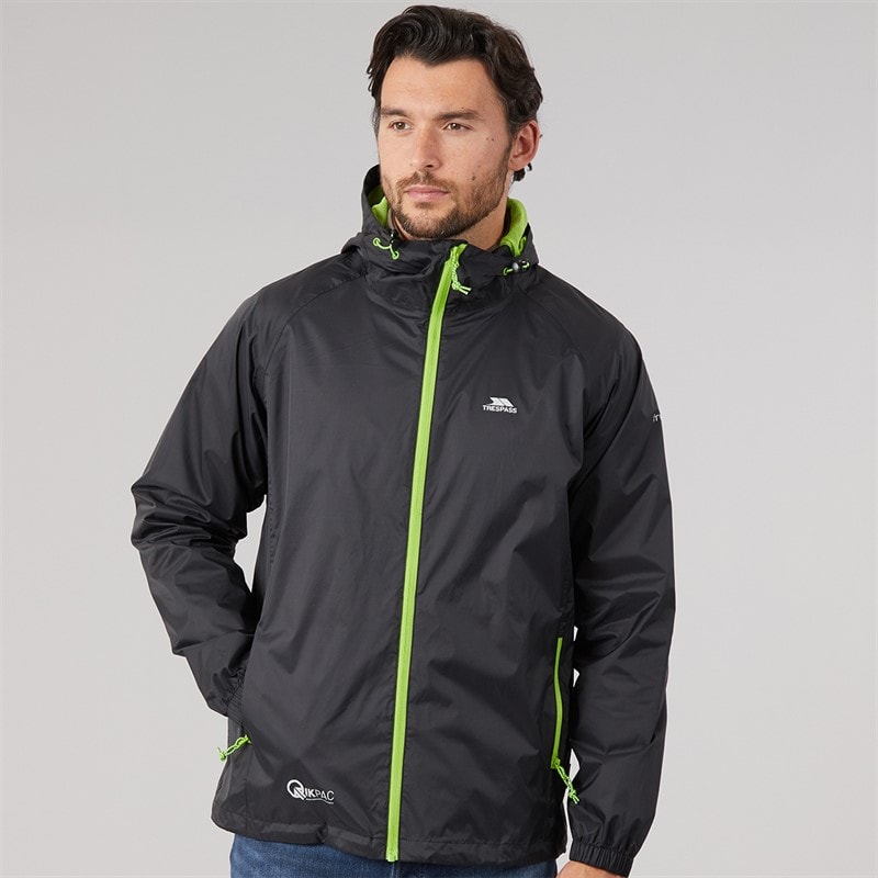 Trespass Mens Qikpac Waterproof Packable Jacket Black - Image 3