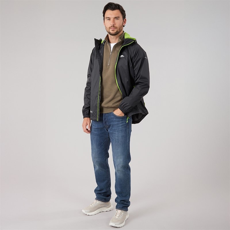 Trespass Mens Qikpac Waterproof Packable Jacket Black - Image 4