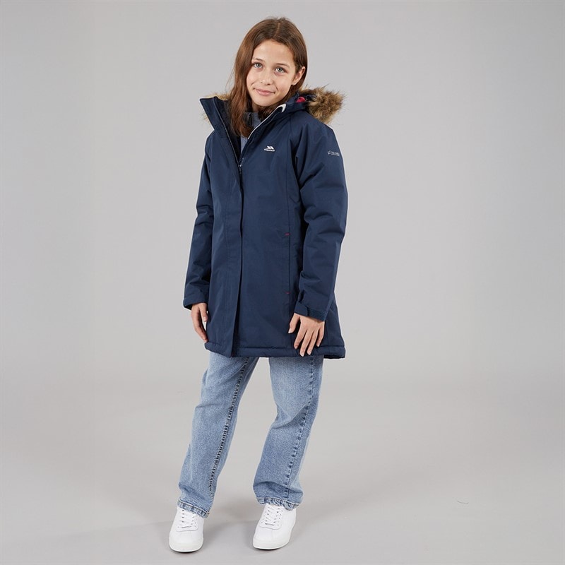 Trespass Girls Fame Insulated Waterproof Parka Navy - Image 4