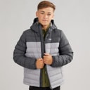 Trespass Junior Boys Oskar Padded Hooded Jacket Carbon/Platinum