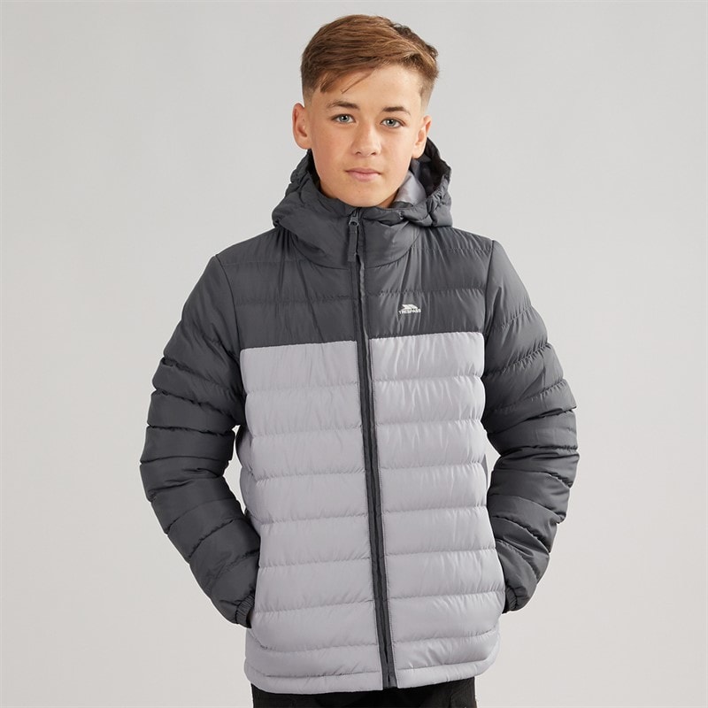 Trespass Junior Boys Oskar Padded Hooded Jacket Carbon/Platinum - Image 3