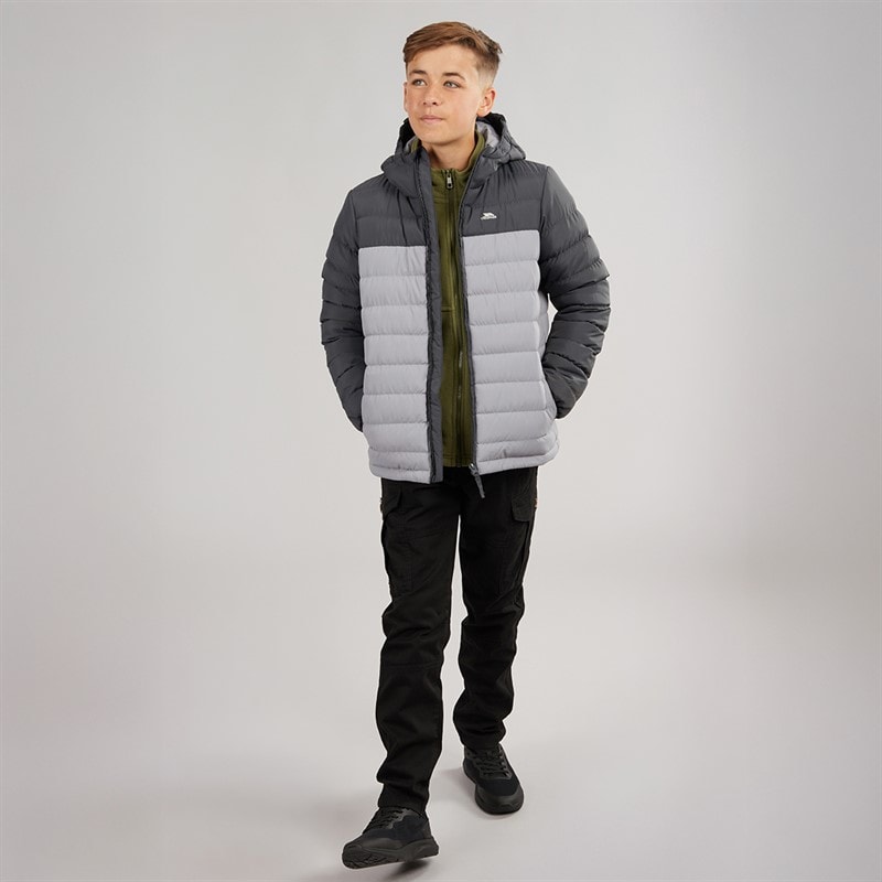 Trespass Junior Boys Oskar Padded Hooded Jacket Carbon/Platinum - Image 4