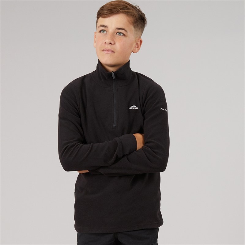 Trespass Junior Boys Masonville 1/2 Zip Micro Fleece Black - Image 3