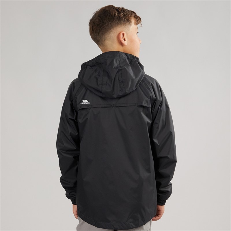 Trespass Junior Boys Qikpac Waterproof Jacket Black - Image 2