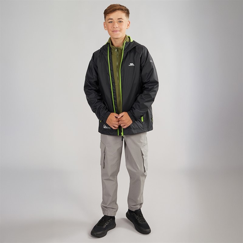 Trespass Junior Boys Qikpac Waterproof Jacket Black - Image 4