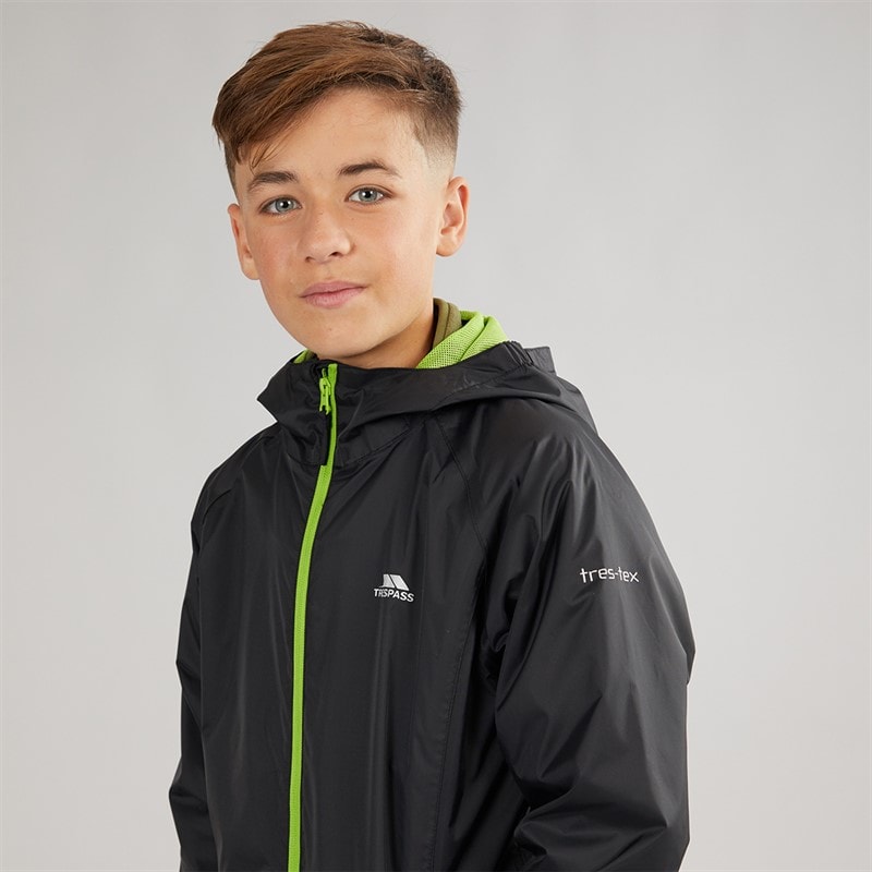 Trespass Junior Boys Qikpac Waterproof Jacket Black - Image 5