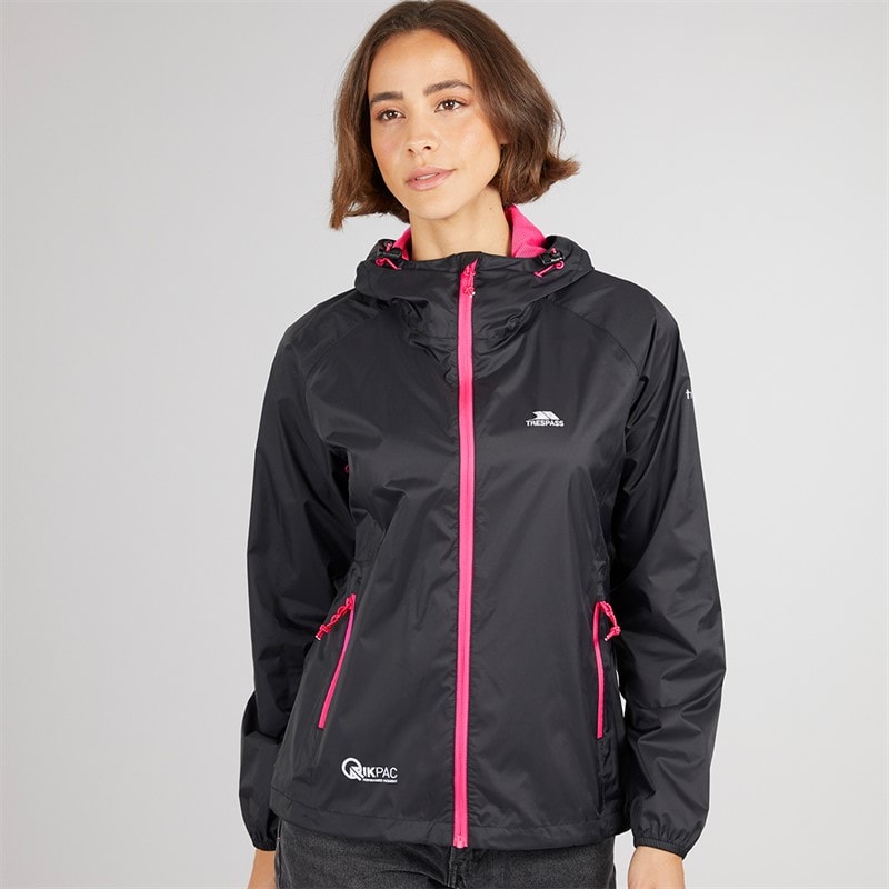Trespass Womens Qikpac Waterproof Jacket Black - Image 3