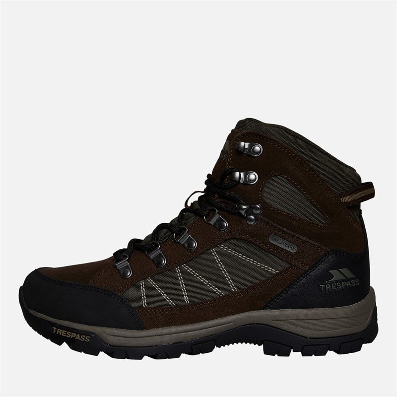Trespass Mens Chavez Mid Waterproof Walking Boots Dark Brown