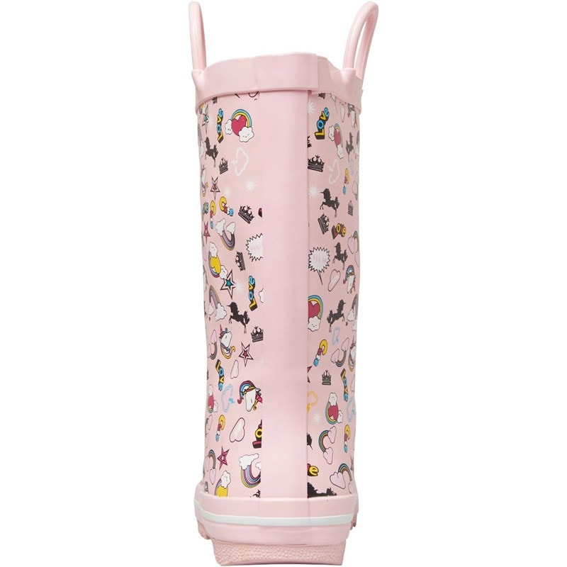 Trespass Junior Girls Starryton Unicorn Printed Wellington Boots Unicorn Pink - Image 4