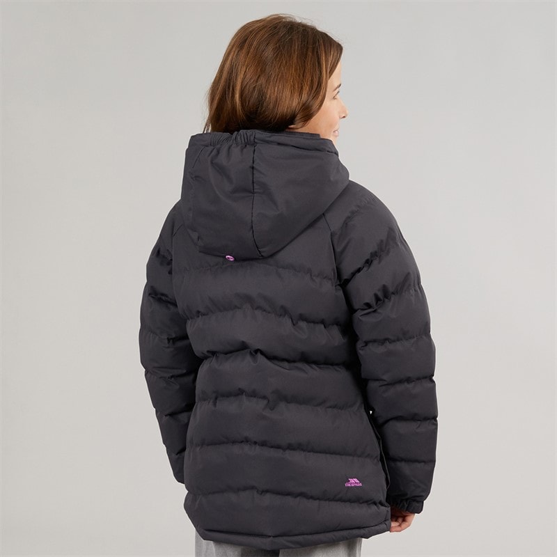 Trespass Girls Amira Waterproof Padded Hooded Jacket Dark Grey - Image 2