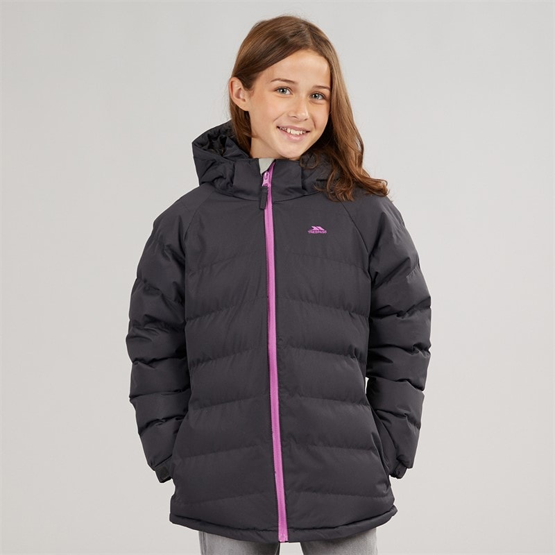 Trespass Girls Amira Waterproof Padded Hooded Jacket Dark Grey - Image 3