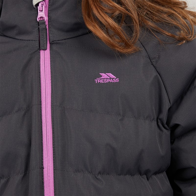 Trespass Girls Amira Waterproof Padded Hooded Jacket Dark Grey - Image 5