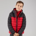 Trespass Junior Boys Oskar Padded Hooded Jacket Red/Dark Grey