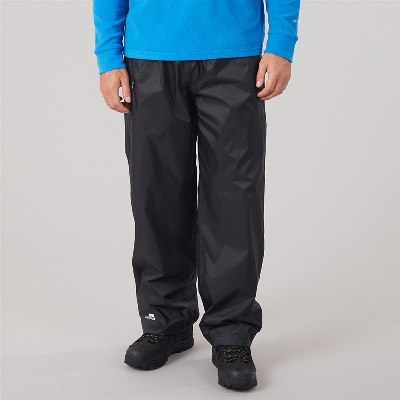 Trespass Mens Qikpac Waterproof Packable Trousers Black