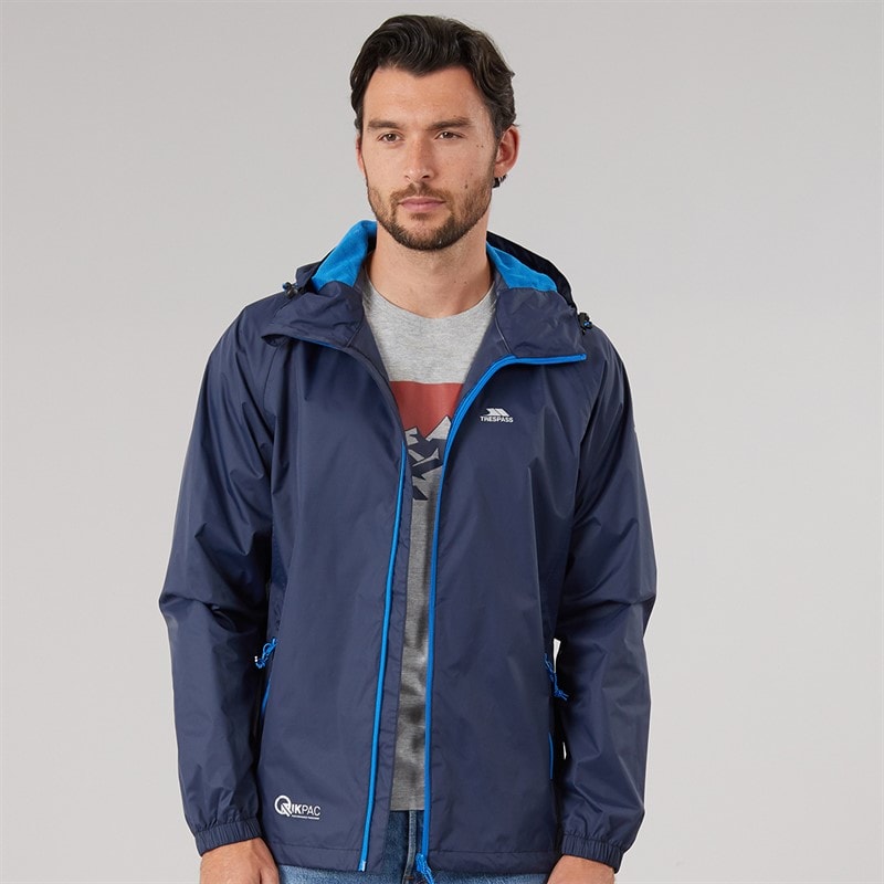 Trespass Mens Qikpac Waterproof Packable Jacket Navy