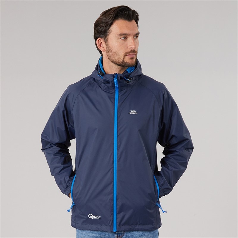 Trespass Mens Qikpac Waterproof Packable Jacket Navy - Image 3