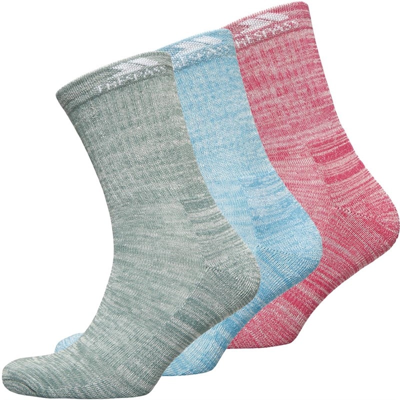 Trespass Womens Helvellyn Three Pack Socks Blue/Rose/Sage