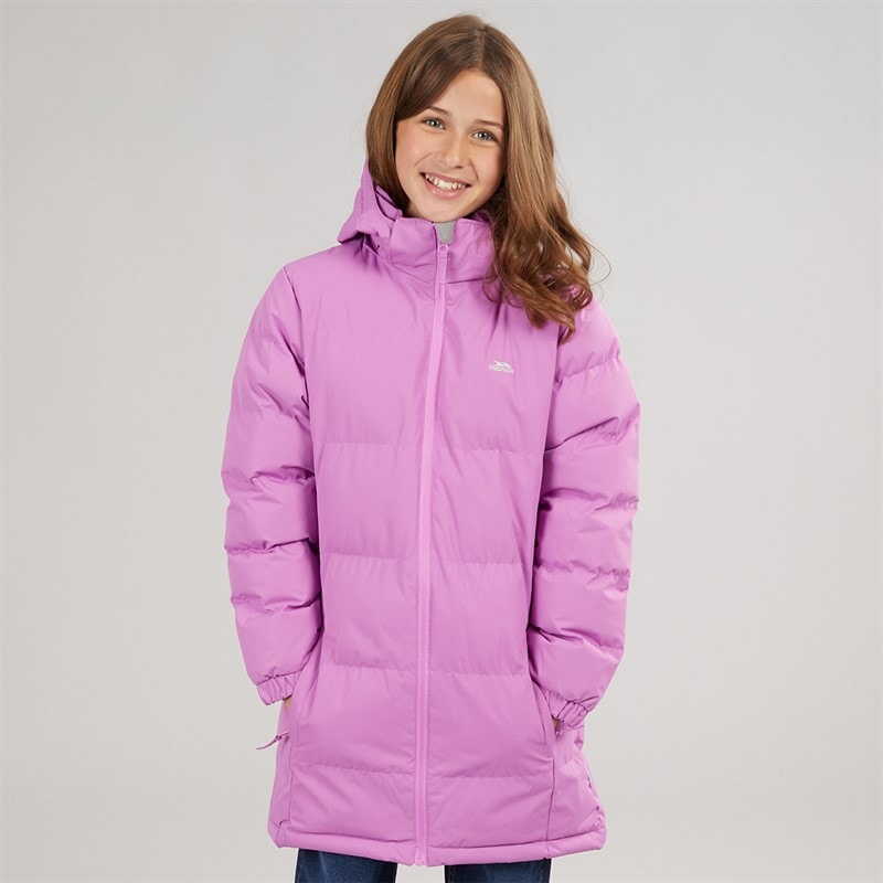 Trespass Girls Tiffy Waterproof Padded Hooded Coat Deep Pink - Image 3