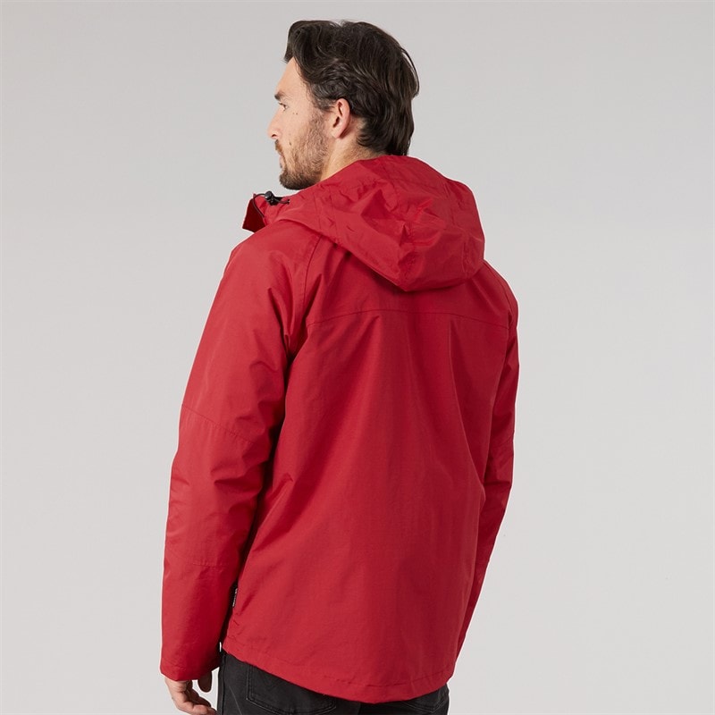 Trespass Mens Corvo Waterproof Hooded Shell Jacket Red - Image 2