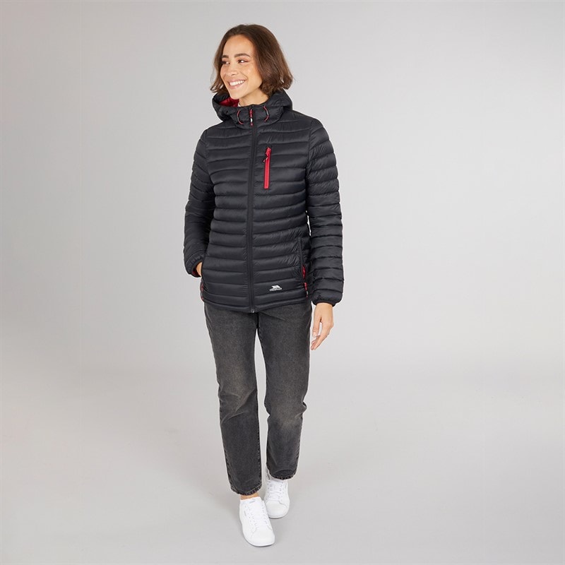 Trespass Womens Lenka Padded Hooded Jacket Black/Raspberry - Image 4