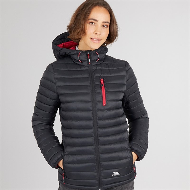 Trespass Womens Lenka Padded Hooded Jacket Black/Raspberry - Image 5