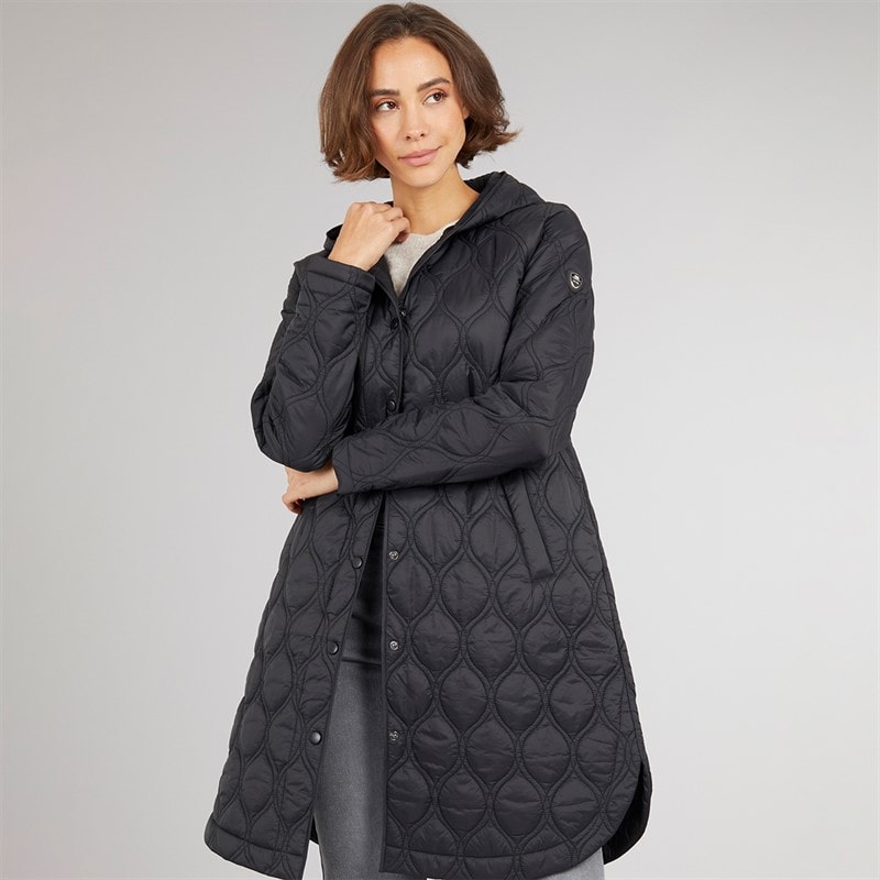 Trespass Womens Gabi Longline Quilted Coat Black - Image 1