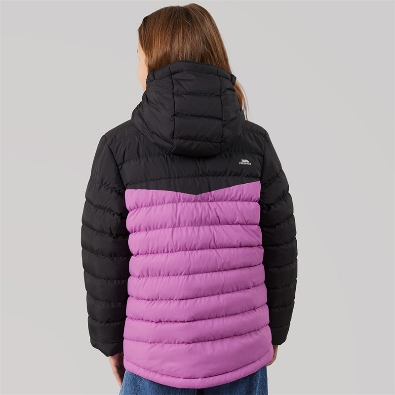 Trespass Girls Oskar Padded Hooded Jacket Deep Pink/Dark Grey - Image 2