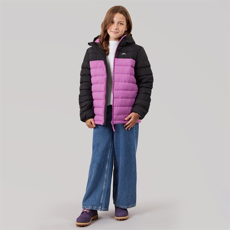 Trespass Girls Oskar Padded Hooded Jacket Deep Pink/Dark Grey - Image 4